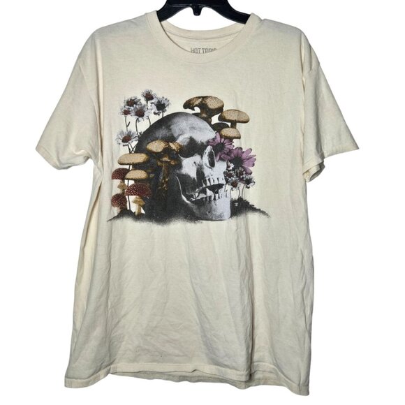 Hot Topic Womens Skull Floral Mushroom Short Sleeve T-Shirt Size XL Whimsigoth - Picture 1 of 7